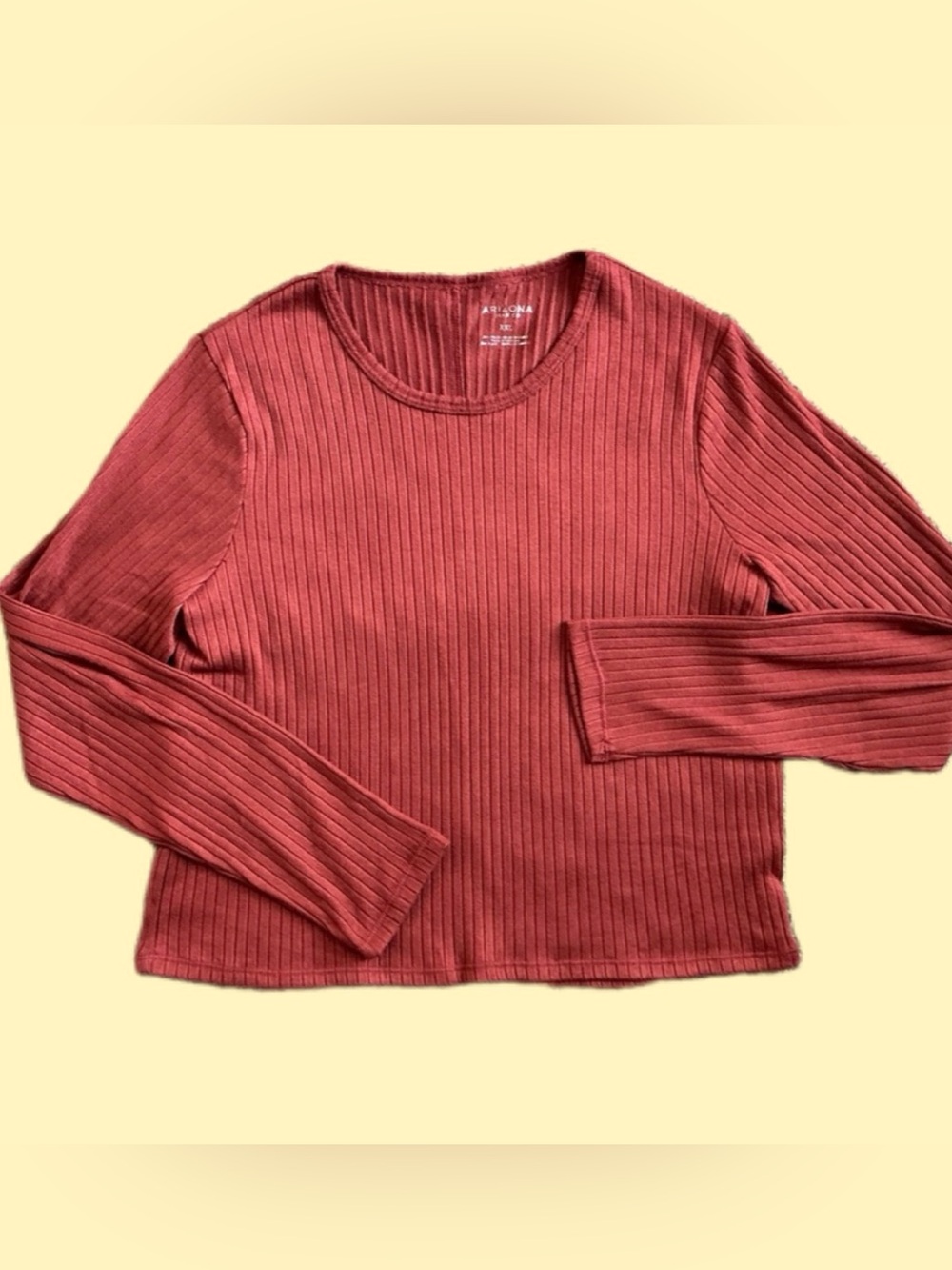 NWT~Rust Brown Long Sleeved Crew Neck Baby Tee, Arizona Jean Co, Juniors XXL